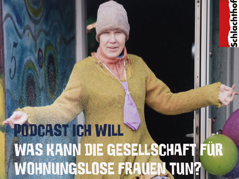 Das Bild einer Frau mit ausgebreiteten Armen die auf einem Bein steht und am Bildrand sind Luftballons.